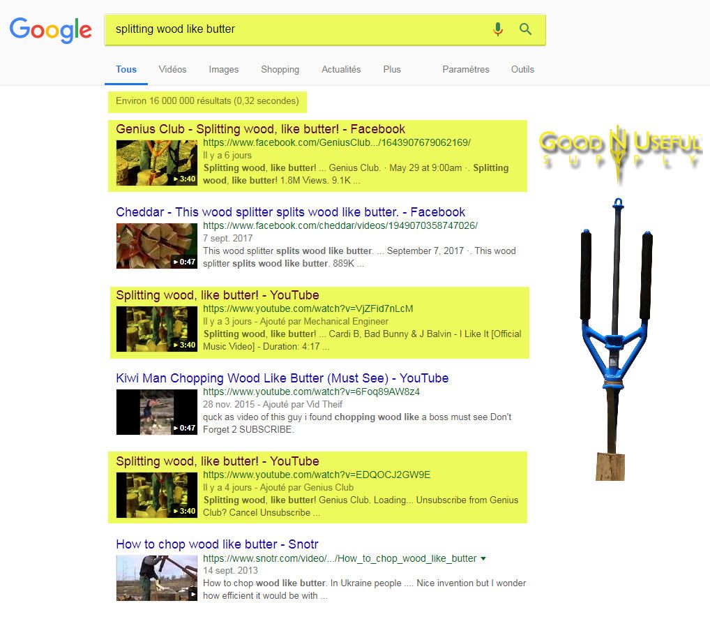 SPLITZ-ALL : outil fendeur de buches ! SPLITTING WOOD LIKE BUTTER - recherche sur Google