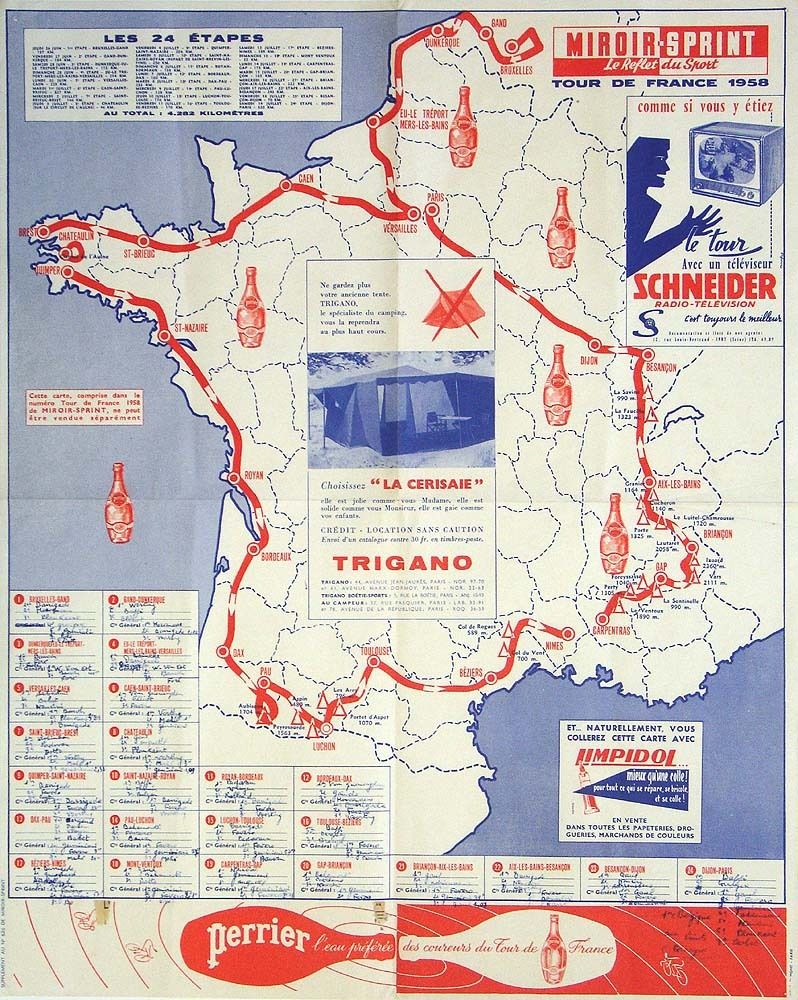 Le parcours du Tour de France 1958 - L'Ange de la Montagne ...