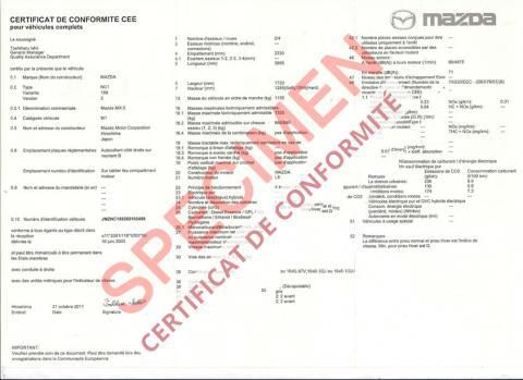 Comment obtenir un certificat de conformité Mazda Gratuit