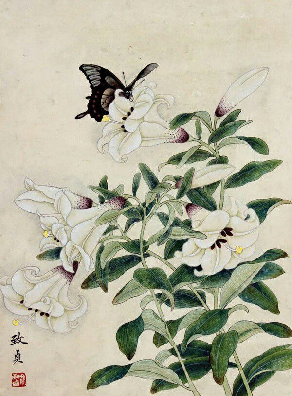 Estampe, peintre japonnais, papillon, fleur, printemps, Mimi Turquoise, haïku, poésie