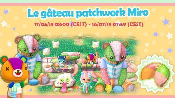 Animal Crossing Pocket Camp Le Gateau Patchwork Miro Maintenant Disponible Dans La Boutique De Gateaux De La Chance Royal Nintendo Switch