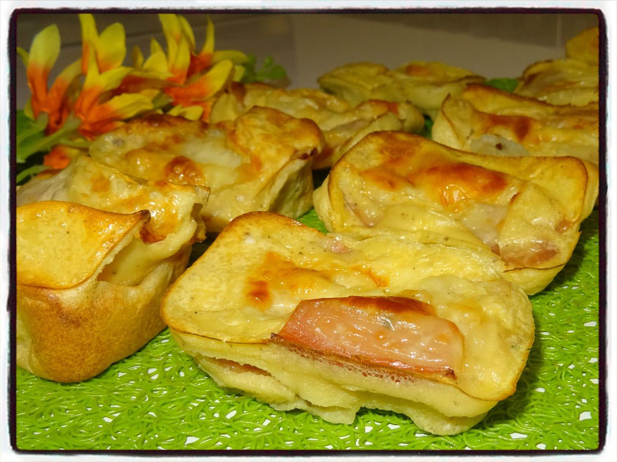 Minis flans au jambon cru et à la mozzarella