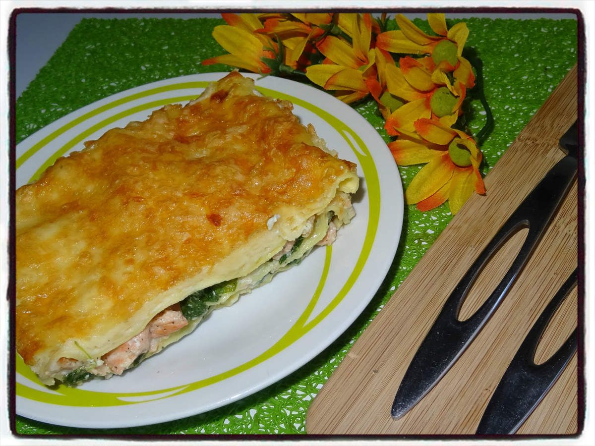 Lasagnes à la ricotta, épinards et saumon
