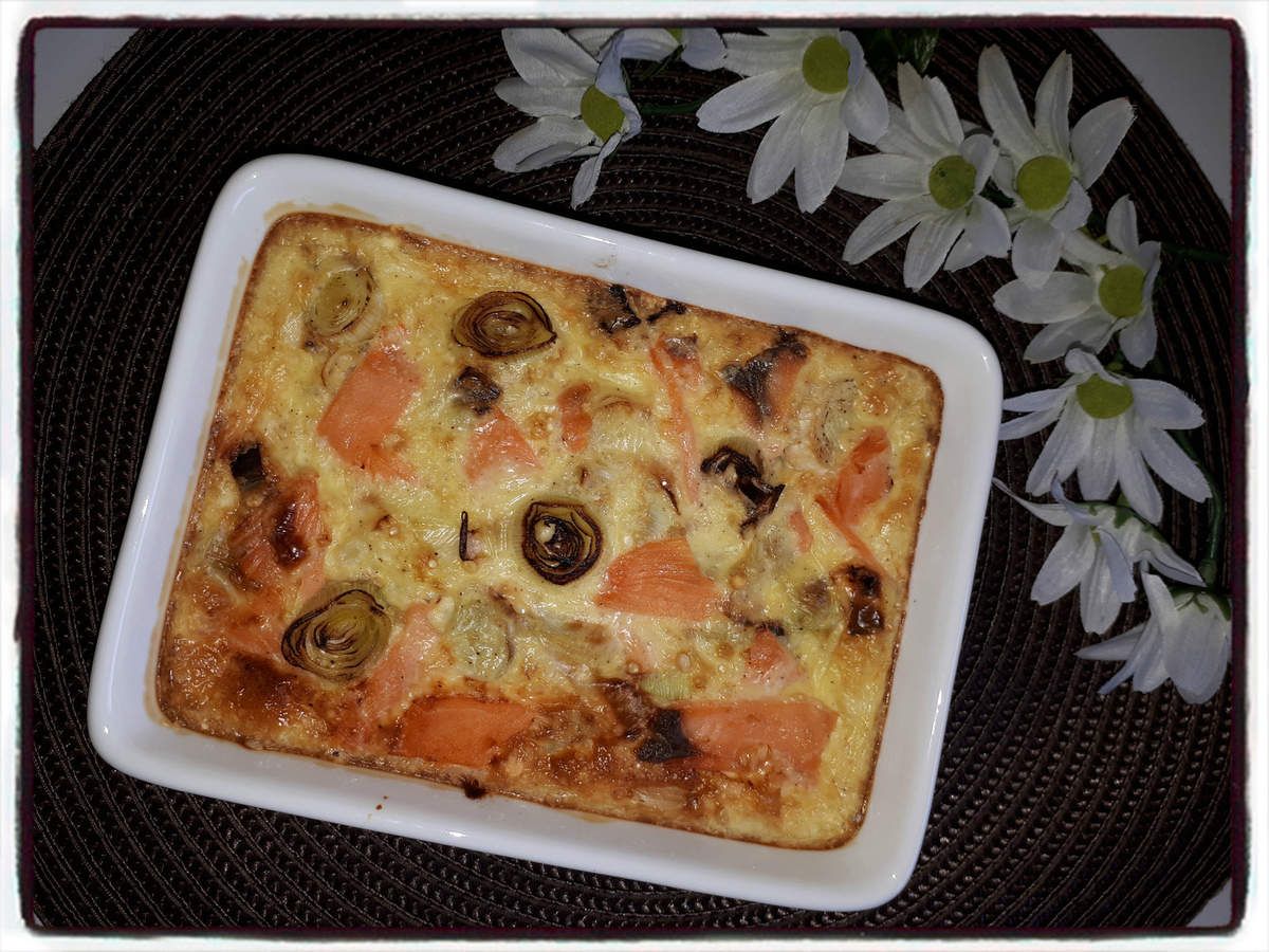 Flan de poireaux au saumon fumé