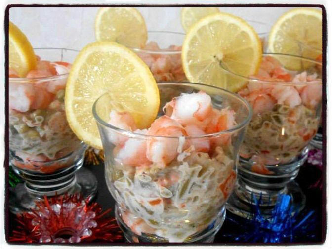 verrines crevettes macédoine