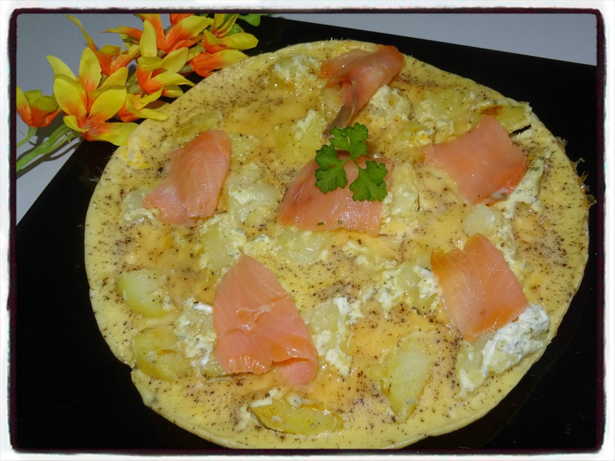omelette pommes de terre boursin saumon