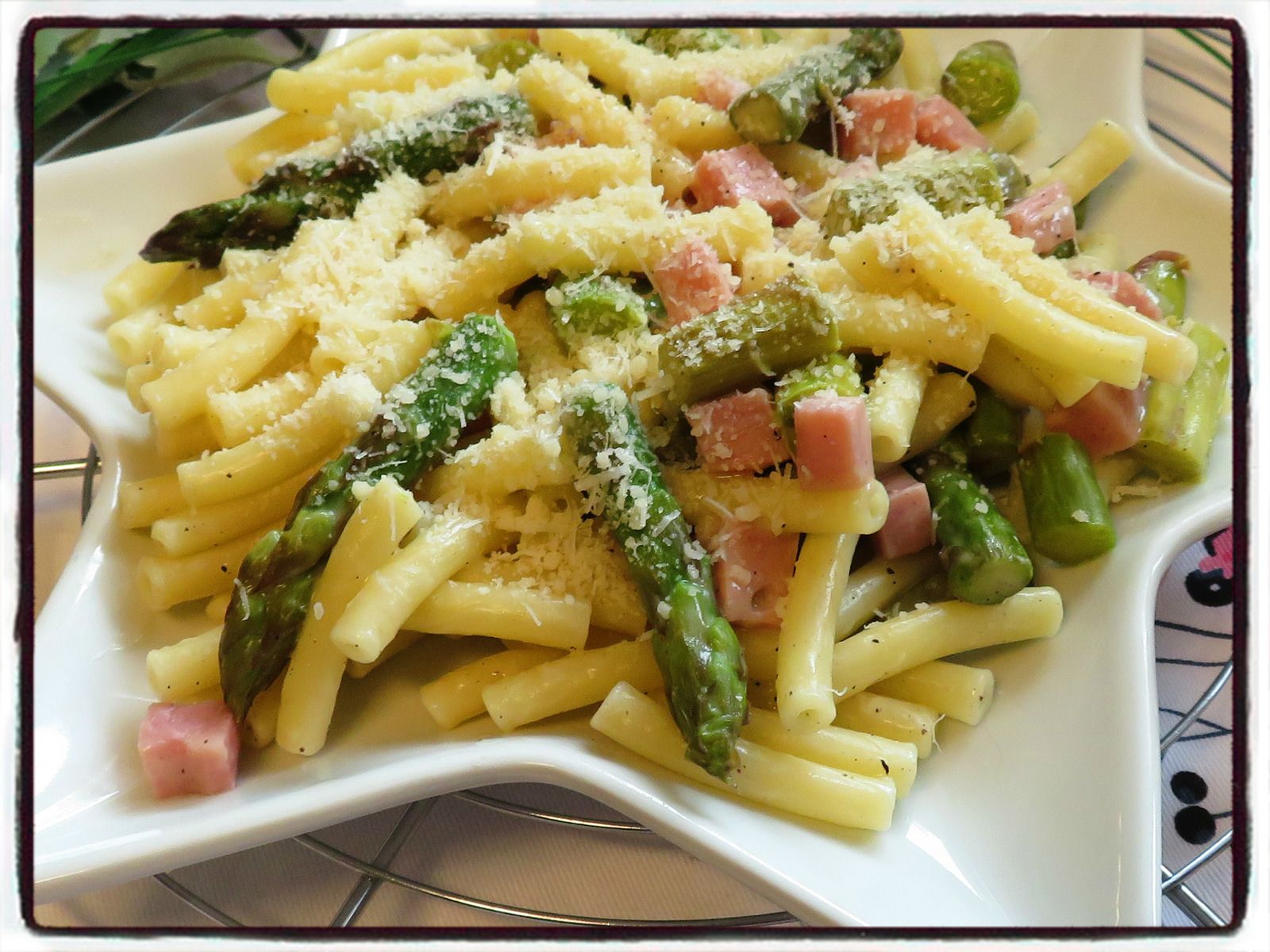 macaronis asperges jambon parmesan