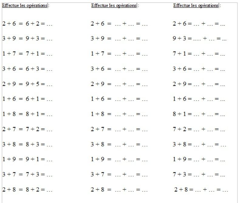 Maths - Calcul: additions +6, +7, +8 et +9 - Adaptations pédagogiques pour  l'autisme