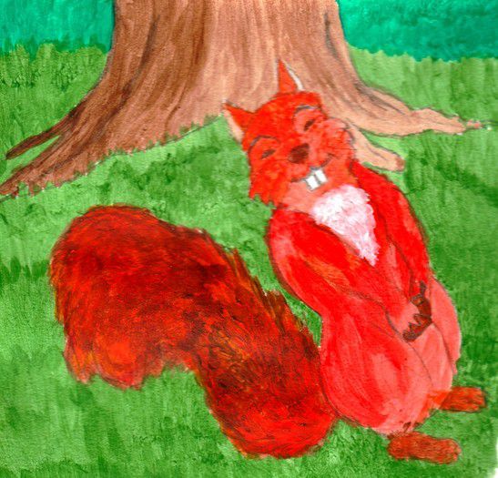 illustration acrylique - écureuil