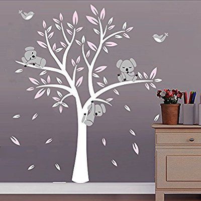 ecoll Stickers Muraux Grand Arbre Mignonne Koalas Sticker Mural Pour Bebe Chambre Decoration Autocollant Bricolage Pour Les Enfants Rose La Maison Des Deco