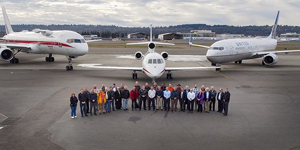 The ATD-1 project team, with the three test aircraft