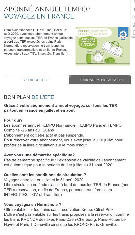 LES OFFRES PROMOTIONNELLES DE L’ÉTÉ - NORMANDIE ET ÉVENTUELLEMENT LIGNES TER AILLEURS.
