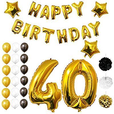 Ballons Happy Birthday 40eme Anniversaire Fournitures Et Decorations Par Belle Vous 26 Pieces Gros Ballon Aluminium 40 Ans Ballons De Decoration 30 5cm En Latex Le Monde De La Deco