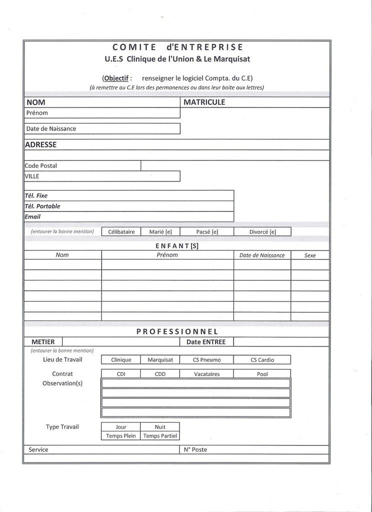 fiche de renseignement - MAISON DU PERSONNEL