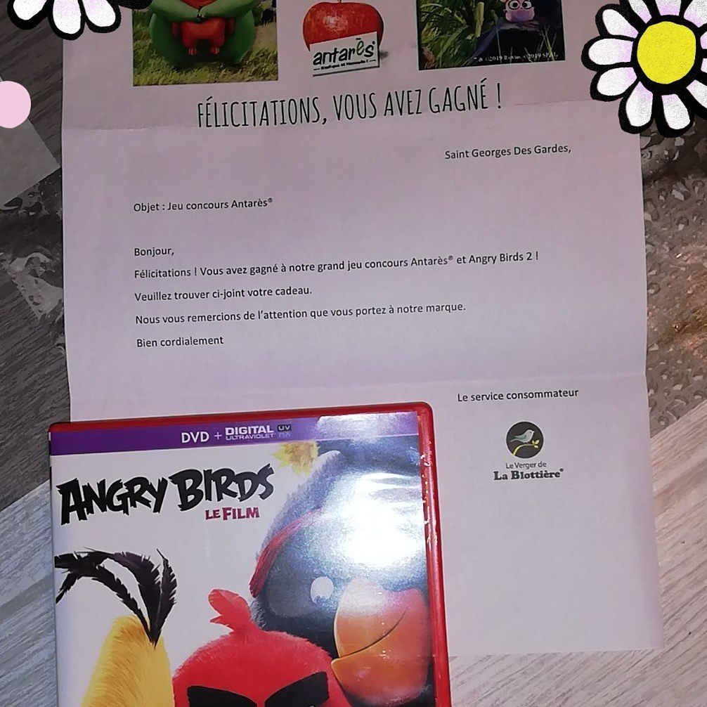 Mon petit reçu du jour. 😊 Merci #Antares #Angrybirds #Serialtesteuse #jaimecequejefais #provoquerlachance #testsaddicts #concoursjeuxchance #testerdesproduits