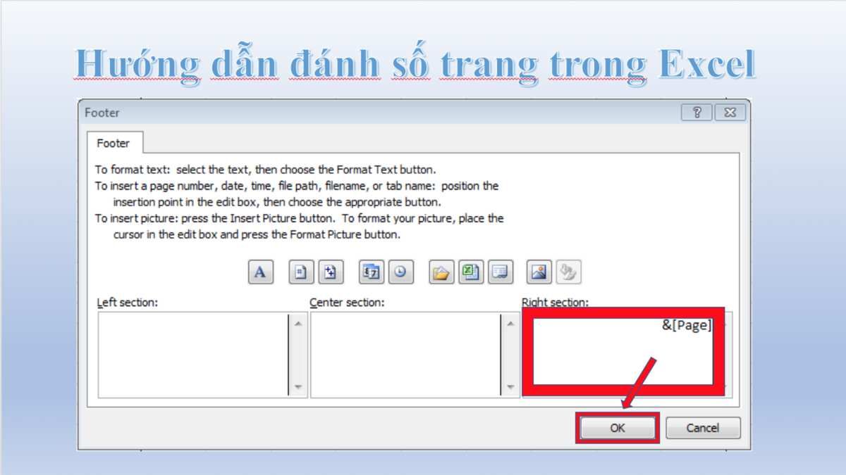 Hướng dẫn cách đánh số trang trong Excel 2010.