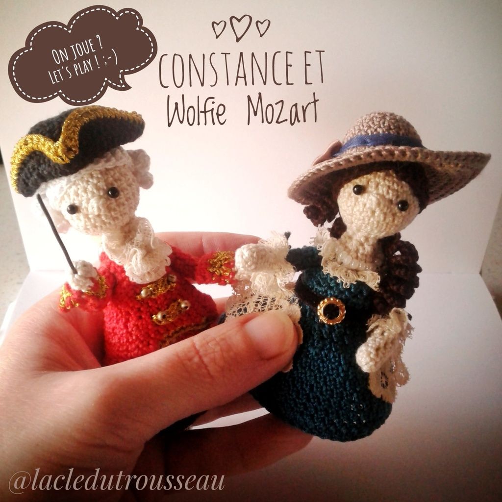 Constance, Constanze Weber Mozart, miniidole, crochet, amigurumi