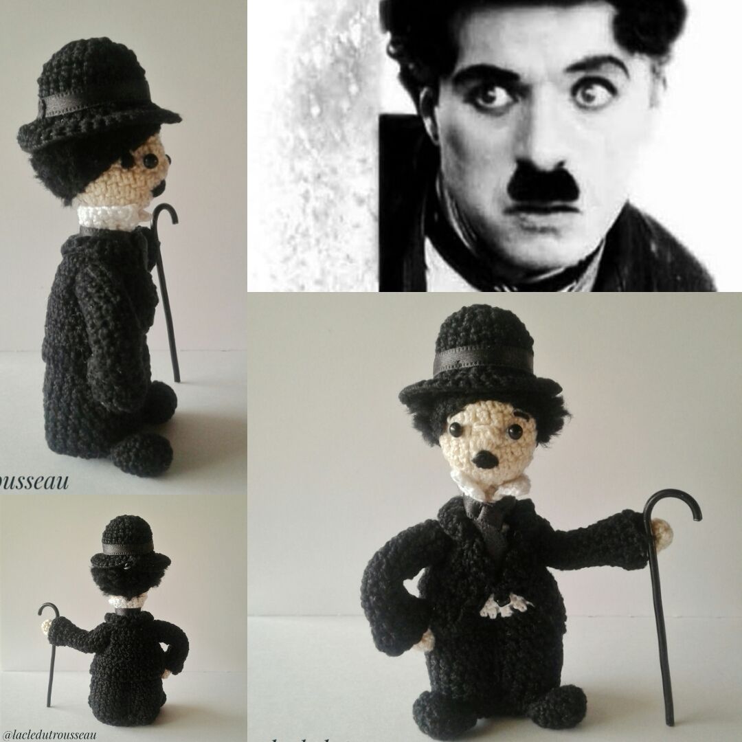 Charlot, Charlie Chaplin, Chaplin, Miniidole, Minihistoryidole, Minifictionidole, amigurumi, , crochet doll