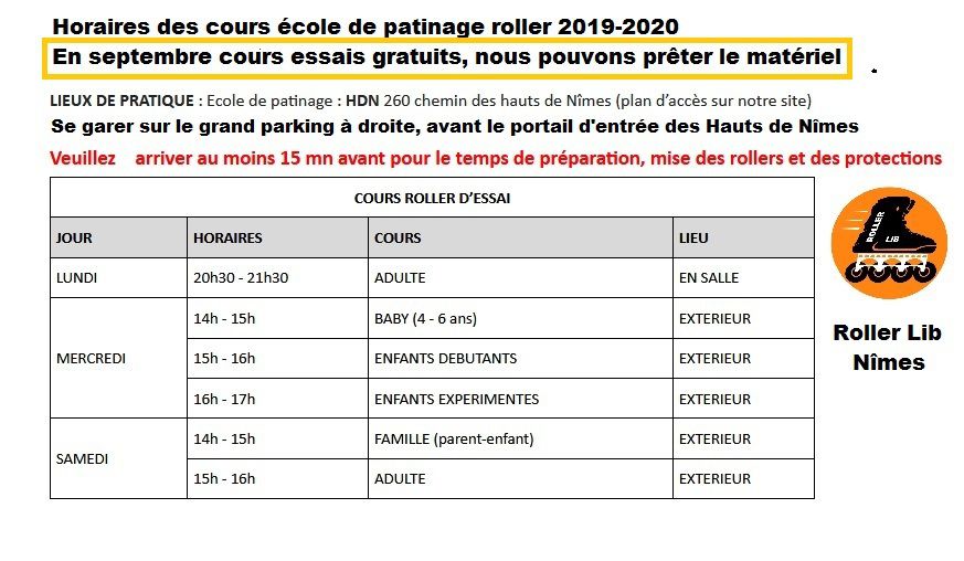 Roller Lib, skating, cours essai gratuit roller, horaires école patinage, Nîmes, Gard,