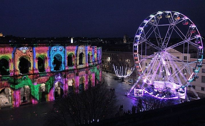 Nimes, arènes et illuminations de Noël