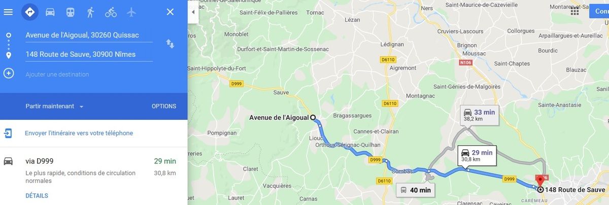 Roller Lib Club à Nîmes, carte MAPS Nîmes à Quissac,