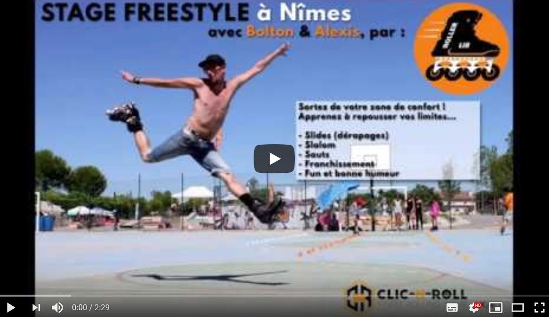 Club roller lib à Nîmes, vidéo stage roller Free Style,