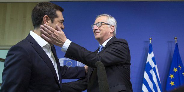 Alexis Tsipras et Jean-Claude Juncker à Bruxelles, le 24 juin 2015