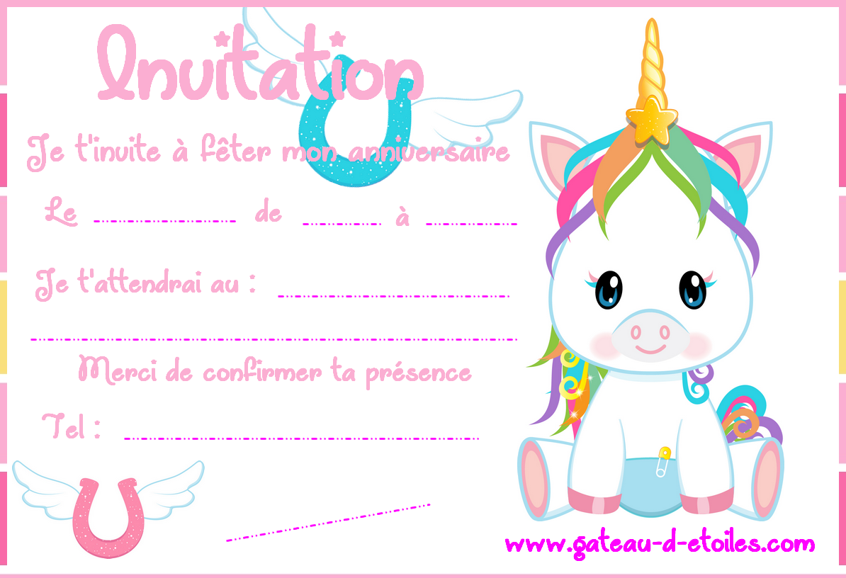 Carte Dinvitation Pour Anniversaire Licorne