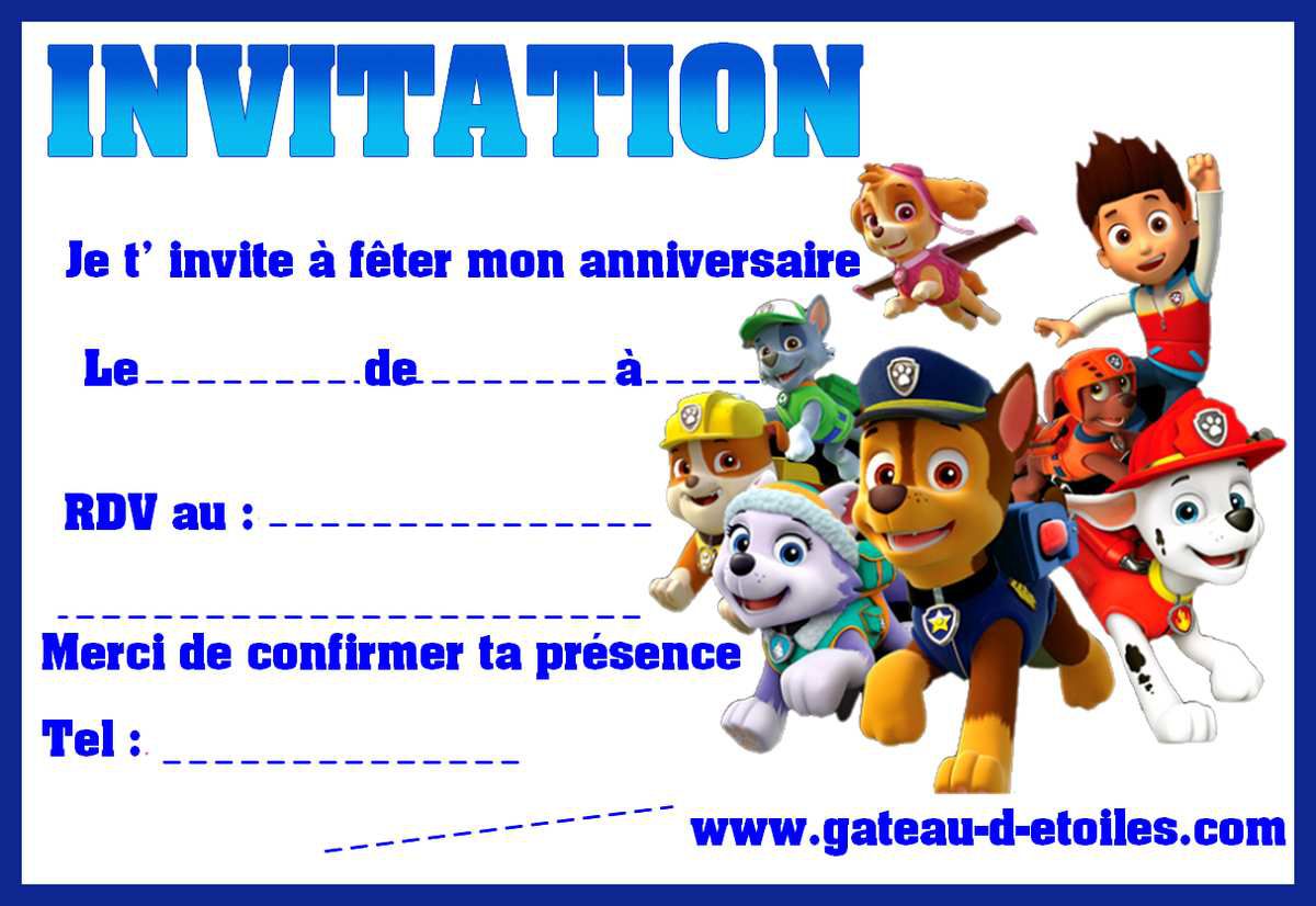 Carte Anniversaire Pat Patrouille Gratuite à Imprimer Invitations gratuites Pat Patrouille - leblogdegateaudetoiles.over-blog.com