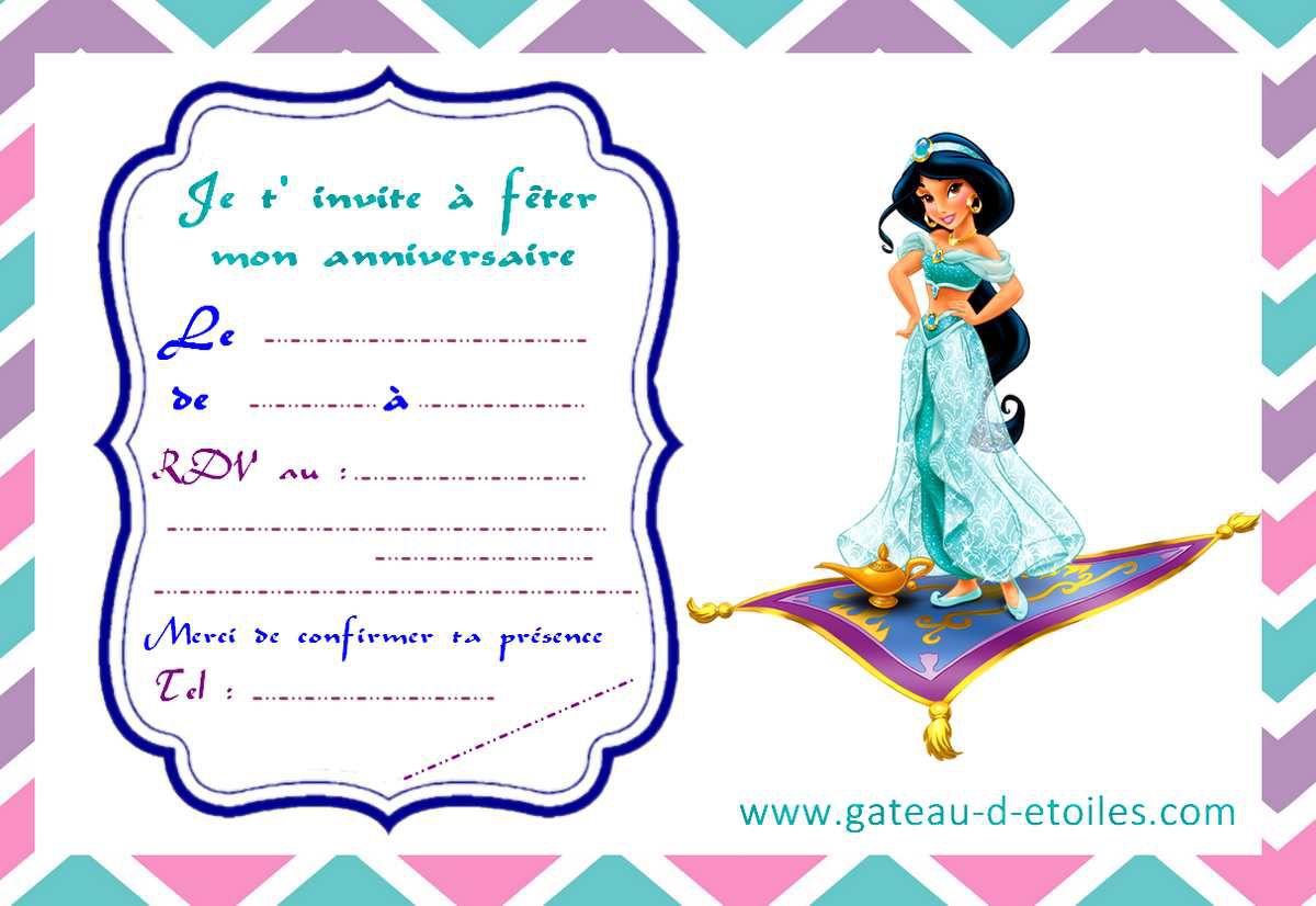 Carte Anniversaire Princesse Disney Gratuite à Imprimer Invitation gratuite princesse Jasmine - leblogdegateaudetoiles.over-blog.com