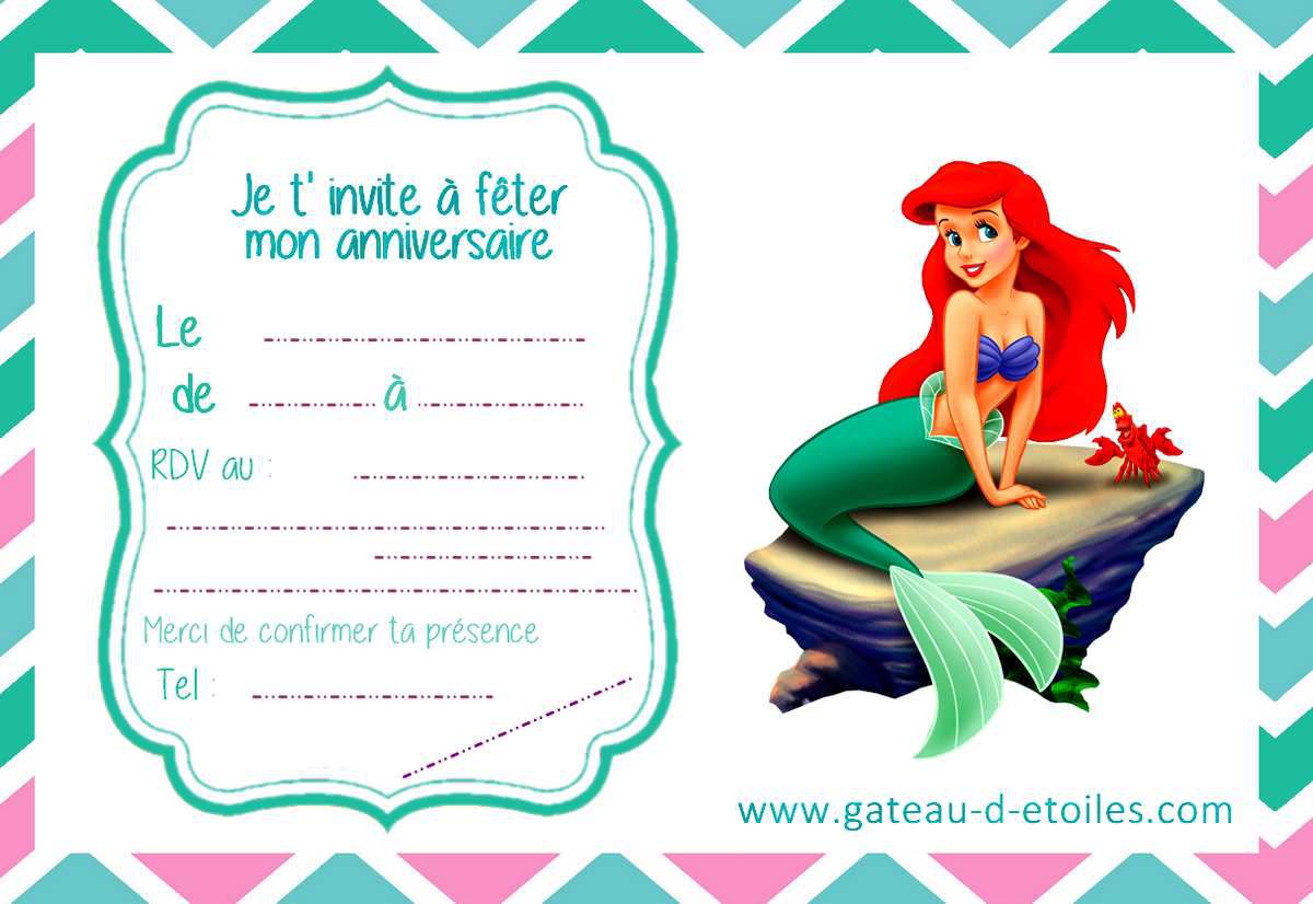 Invitation Ariel la petite sirène - leblogdegateaudetoiles.over-blog.com