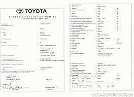 Certificat de Conformité Toyota  