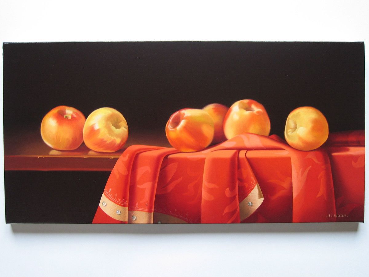 Pommes, peinture à l'huile, 30 x 60 