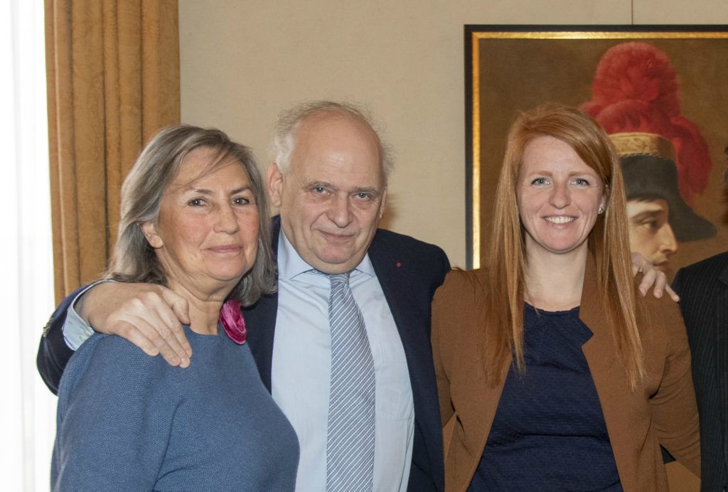 Teresa Cremisi, éditrice, Laurent Petitgirard, compositeur, chef d’orchestre, secrétaire perpétuel de l’Académie des Beaux-Arts, et Ingrid Levavasseur, aide-soignante et figure des « gilets jaunes », lors du débat organisé par la Revue des Deux Mondes à la Fondation Dosne-Thiers dans le cadre du grand débat national, le lundi 11 mars 2019. © Pierre Perusseau / Bestimage