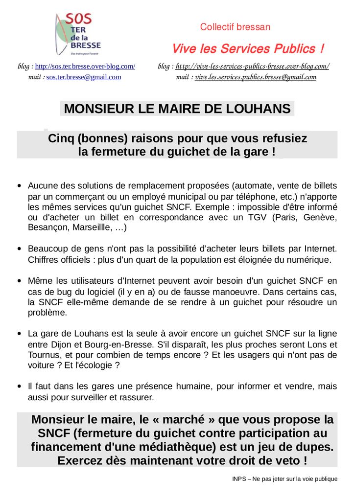1er Mai A Louhans Un Tract En Forme D Adresse Au Maire De Louhans Collectif Bressan Vive Les Services Publics