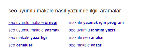 Seo Uyumlu Makale Aramaları