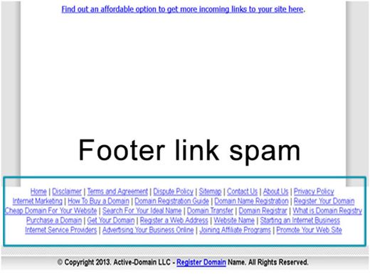 footer link spam nedir