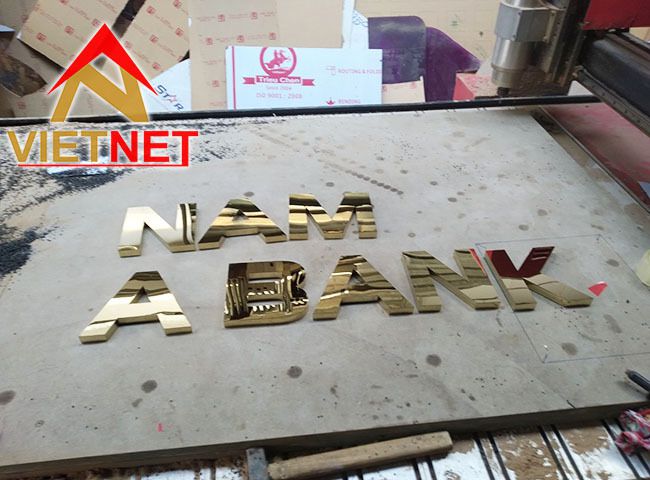 Chữ inox vàng ngân hàng Nam Á Bank