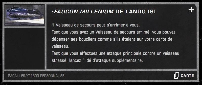 YT-1300 Faucon Millenium, vue de profil arrière