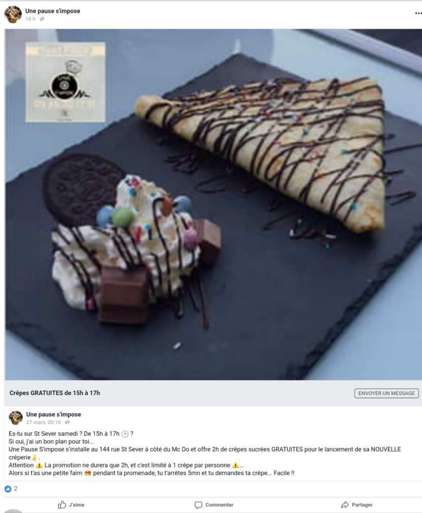 Bon plan missbonsplansdunet rouen crêpe gratuite une pause s'impose