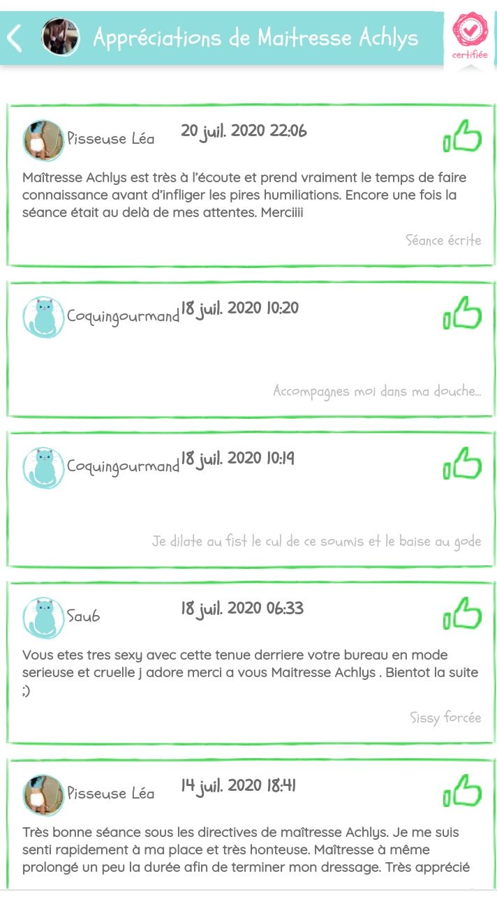 Les Appréciations De La Maîtresse Appréciations sur vtc... - Maitresse Achlys