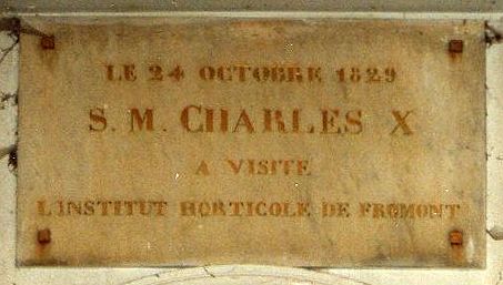 Plaque commémorative du passage de Charles X à Fromont 