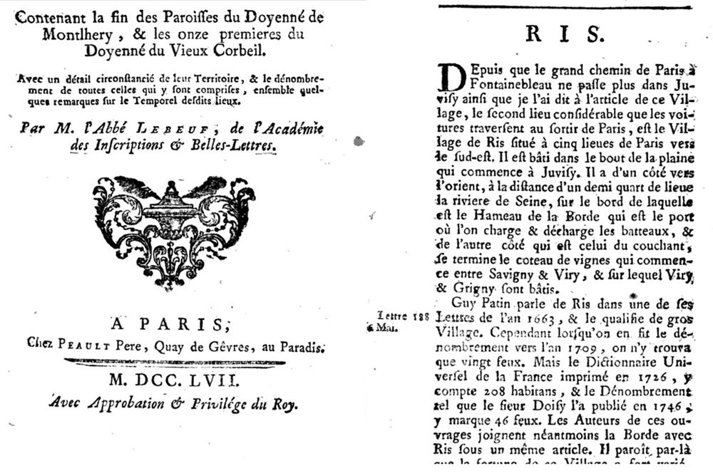 Histoire du diocèse de Paris par l'Abbé Lebeuf (1762)
