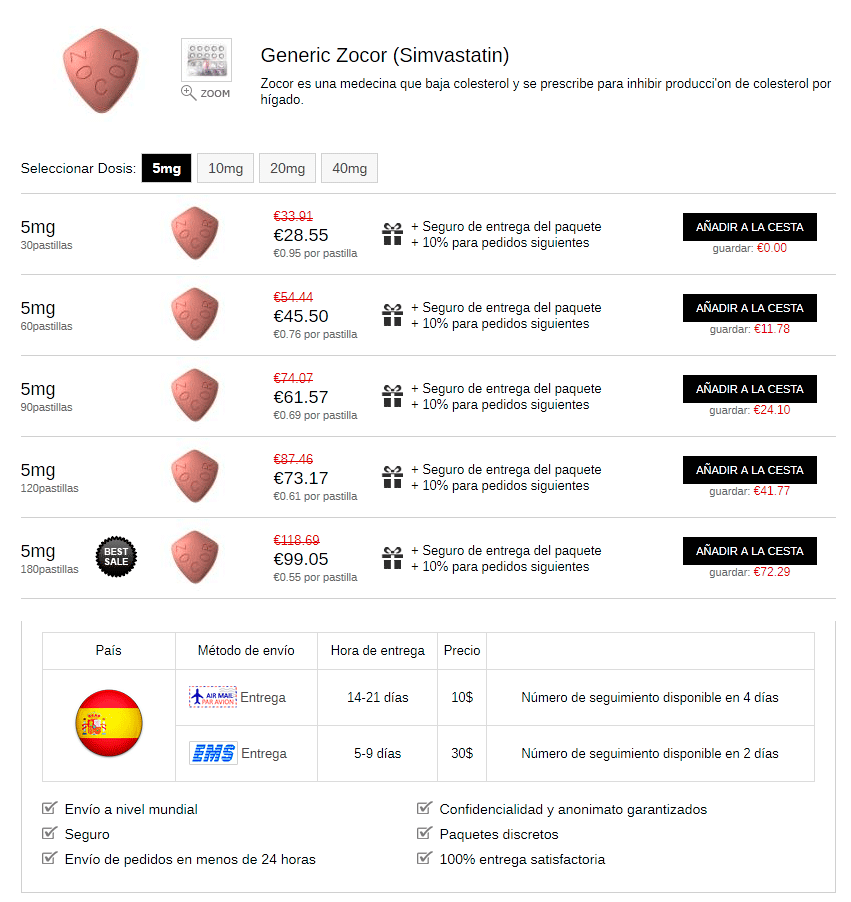 Zocor Simvastatina 5-10-20-40 Mg