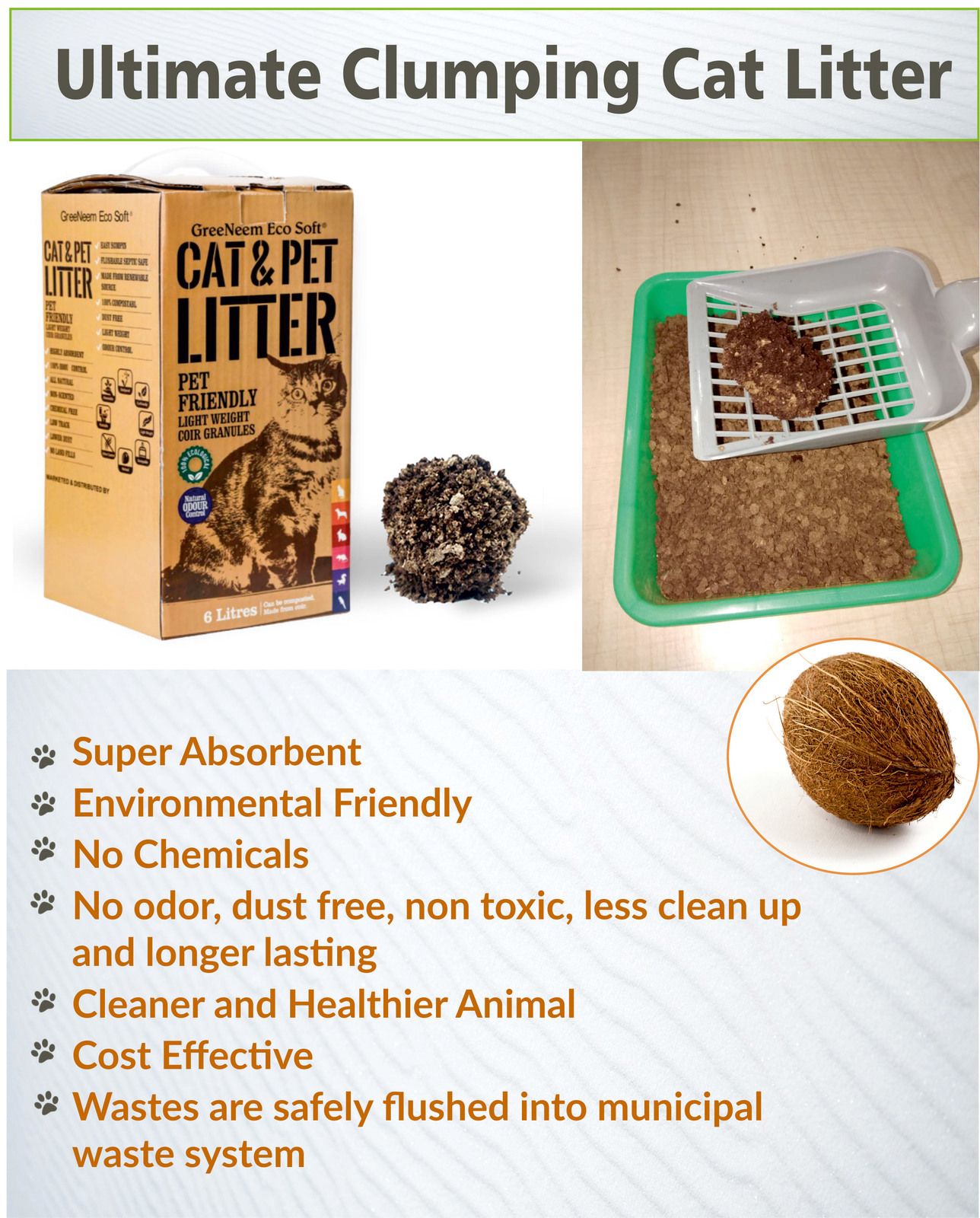 Ultimate Clumping Cat Litter Coconut Cat Litter Eco Soft Cat Litter