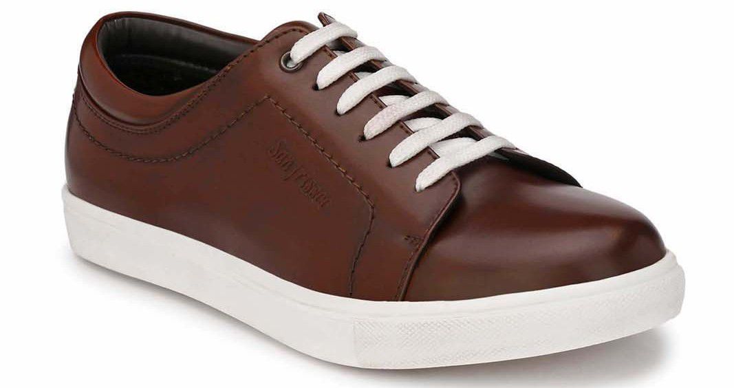 Brown leather sneakers