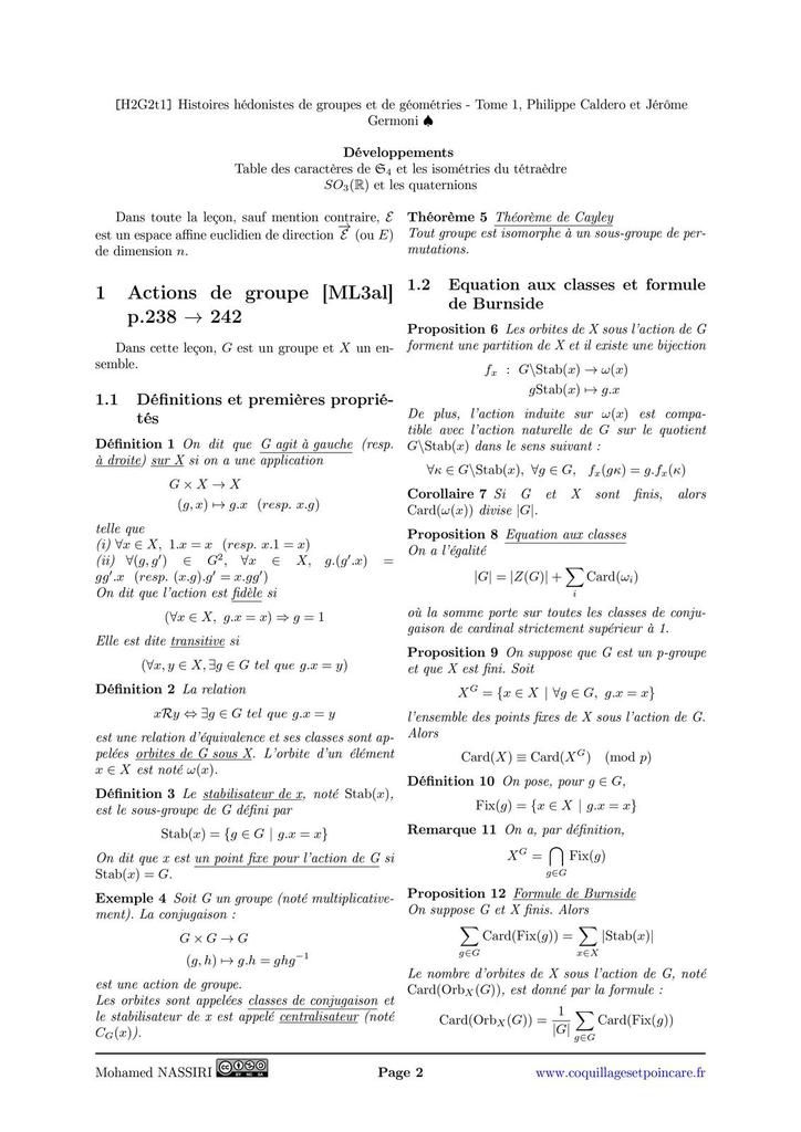 183 - Utilisation des groupes en géométrie.