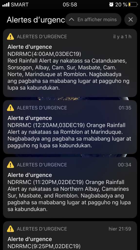 Typhon Tisoy, Philippines, alertes