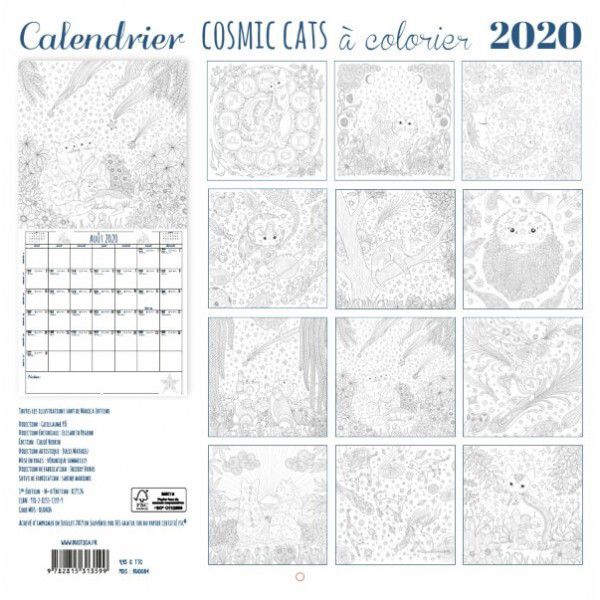 Calendrier à Colorier Cosmic Cats 2020 - Marica Zottino