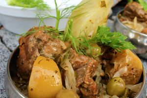 Tajine d'Agneau aux Epices, Citron Confit, Fenouils et Patates Douces